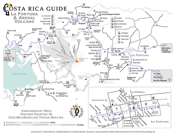 La Fortuna Map - Map of Arenal Volcano, Costa Rica